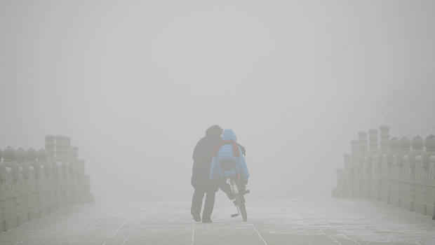 Heavy smog Beijing China